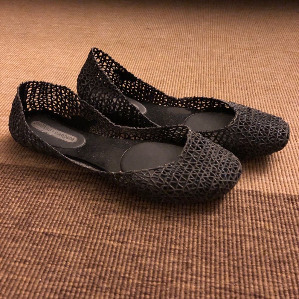 Melissa Campana Papel Ballet Flats black glitter